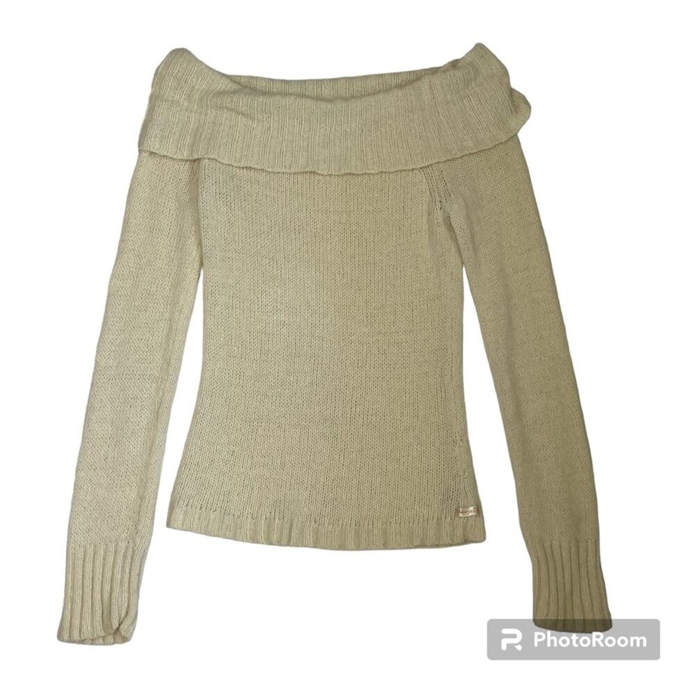 Vtg Y2K 2000s American Eagle Wool Angora Rabbit Hair Off Shoulder Sweater Wmns L